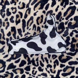 SHEIN 9-12M one shoulder cow print swim top